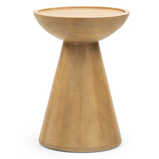 Table d'appoint Arvika 40 cm, ronde, bois de manguier, formes arrondies