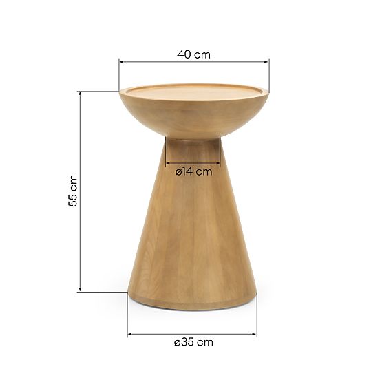 Table d'appoint Arvika 40 cm, ronde, bois de manguier, formes arrondies
