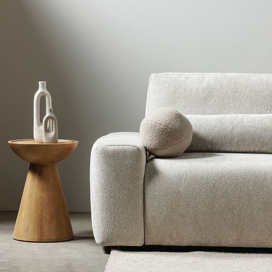 Table d'appoint Arvika 40 cm, ronde, bois de manguier, formes arrondies