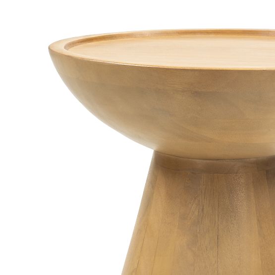 Table d'appoint Arvika 40 cm, ronde, bois de manguier, formes arrondies