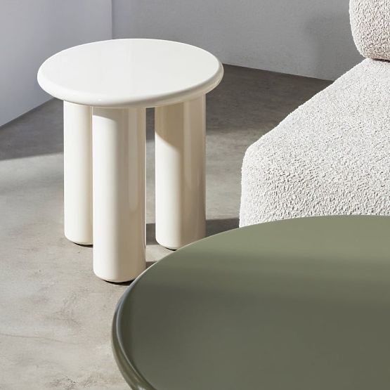 Table d'appoint Blair 40 cm, crème, brillant