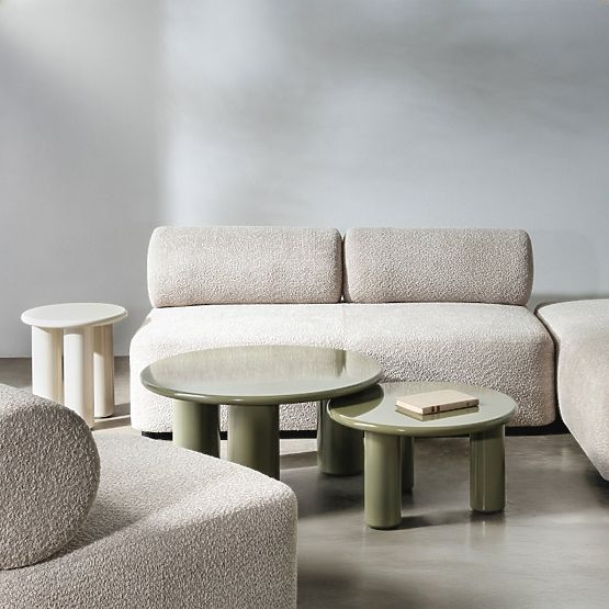 Table d'appoint Blair 40 cm, crème, brillant