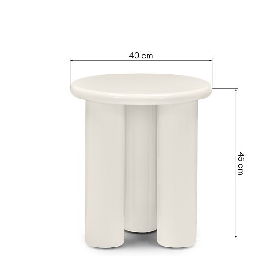 Table d'appoint Blair 40 cm, crème, brillant