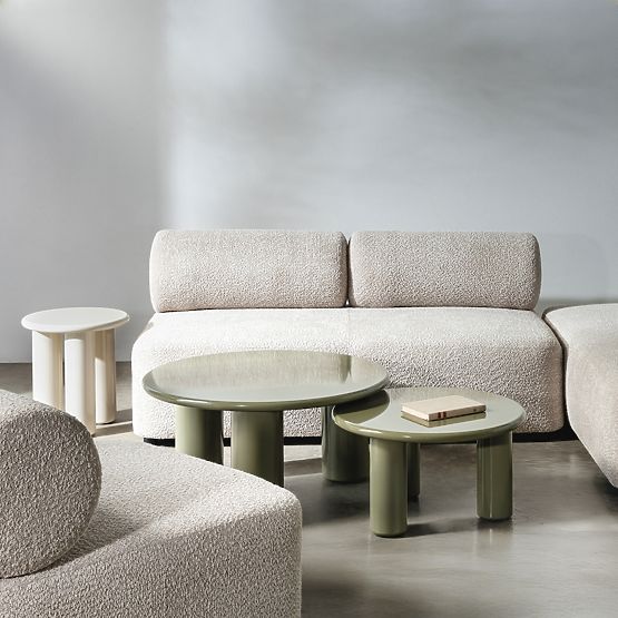 Table d'appoint Blair 40 cm, crème, brillant