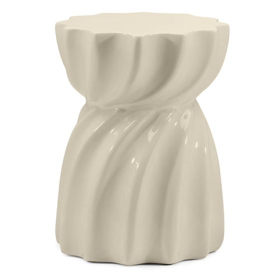 Table d'appoint Bloom 35 cm, beige, brillant