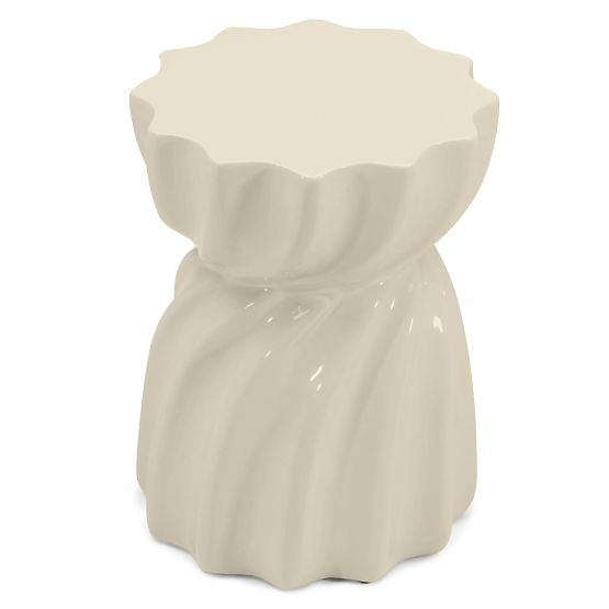 Table d'appoint Bloom 35 cm, beige, brillant