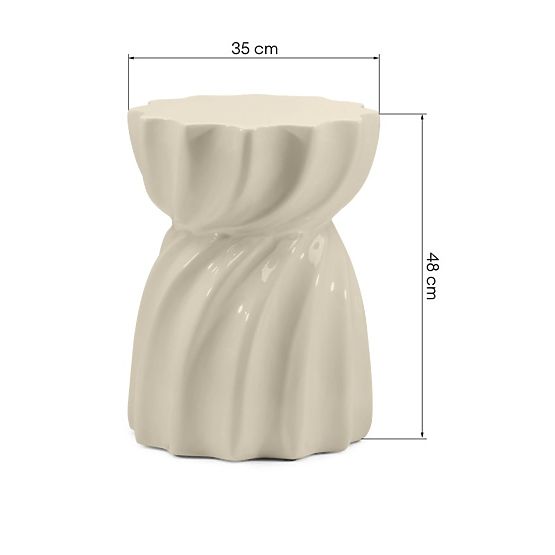 Table d'appoint Bloom 35 cm, beige, brillant