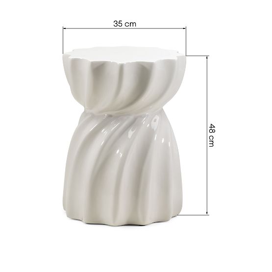 Table d'appoint Bloom 35 cm, gris beige, brillant