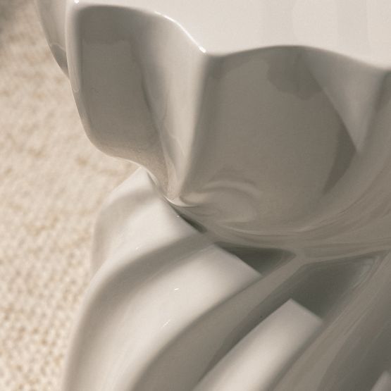 Table d'appoint Bloom 35 cm, gris beige, brillant