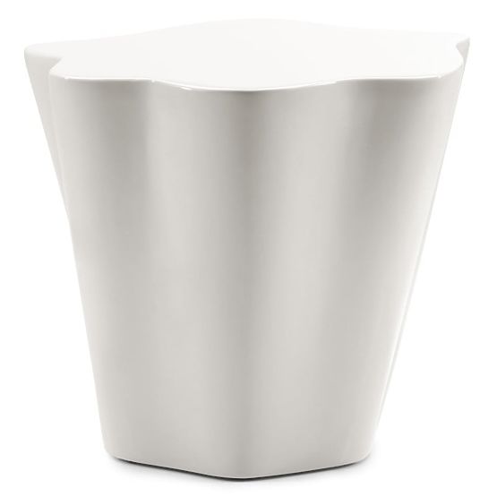 Table d'appoint Bow 49 cm, gris-beige, brillant, formes arrondies