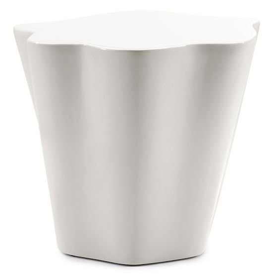 Table d'appoint Bow 49 cm, gris-beige, brillant, formes arrondies