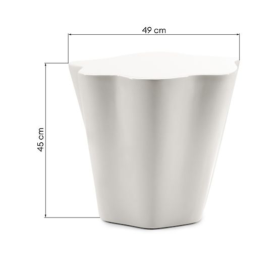 Table d'appoint Bow 49 cm, gris-beige, brillant, formes arrondies