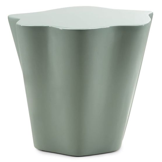 Table d'appoint Bow 49 cm, sauge, brillant, formes arrondies