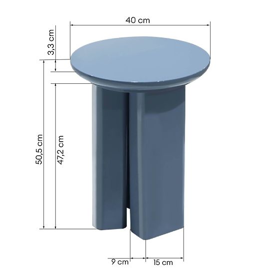 Table d'appoint Brie 40 cm, bleu doux, brillant