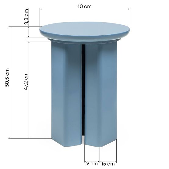 Table d'appoint Brie 40 cm, bleu doux, brillant