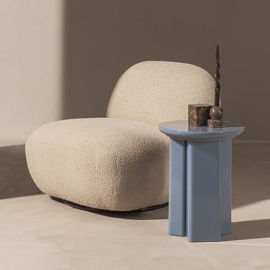 Table d'appoint Brie 40 cm, bleu doux, brillant