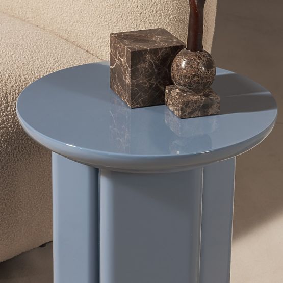 Table d'appoint Brie 40 cm, bleu doux, brillant
