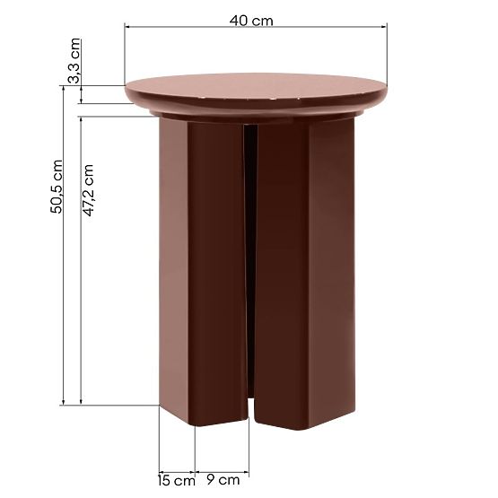 Table d'appoint Brie 40 cm, bordeaux/marron, brillant