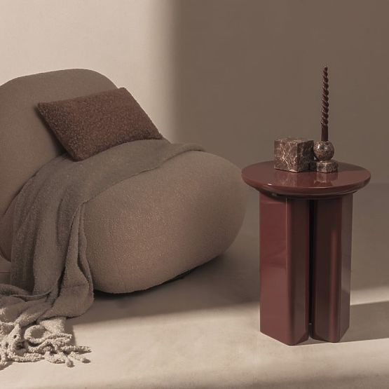 Table d'appoint Brie 40 cm, bordeaux/marron, brillant