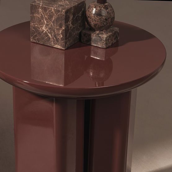Table d'appoint Brie 40 cm, bordeaux/marron, brillant