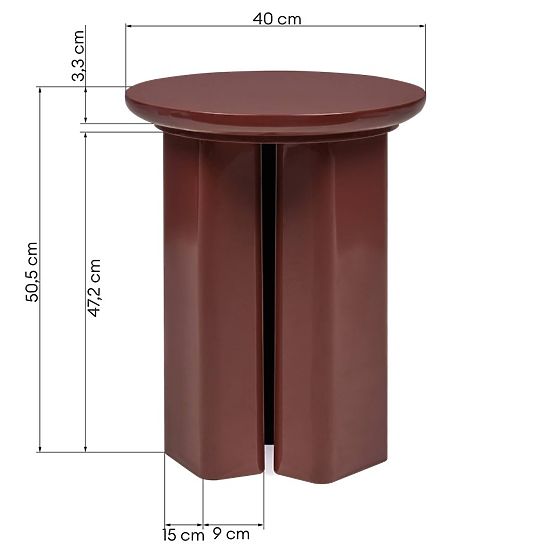 Table d'appoint Brie 40 cm, bordeaux/marron, brillant