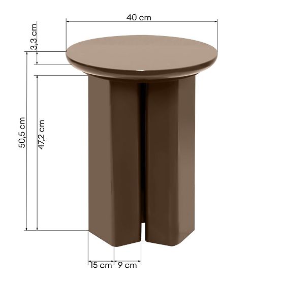 Table d'appoint Brie 40 cm, brun clair, mocha, brillant