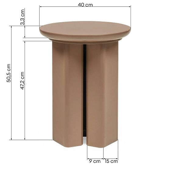 Table d'appoint Brie 40 cm, brun clair, mocha, brillant