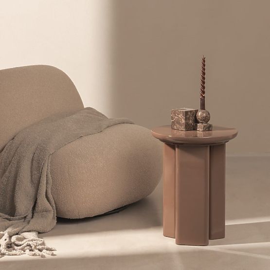 Table d'appoint Brie 40 cm, brun clair, mocha, brillant