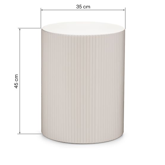 Table d'appoint Ermanno, 35 cm, beige-gris, rainuré