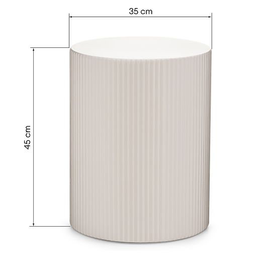 Table d'appoint Ermanno, 35 cm, beige-gris, rainuré
