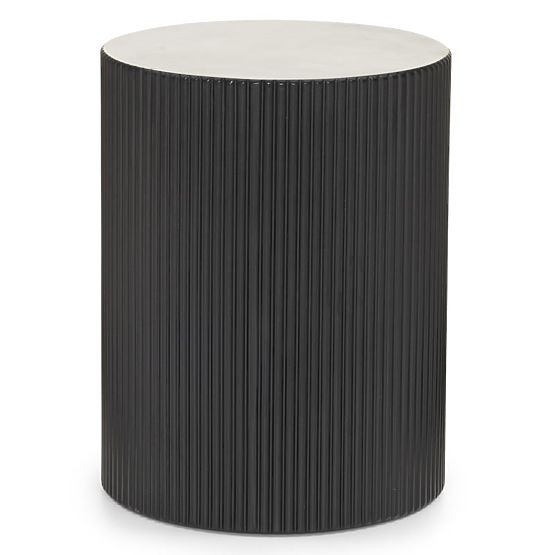 Table d'appoint Ermanno, 35 cm, noir, rainuré