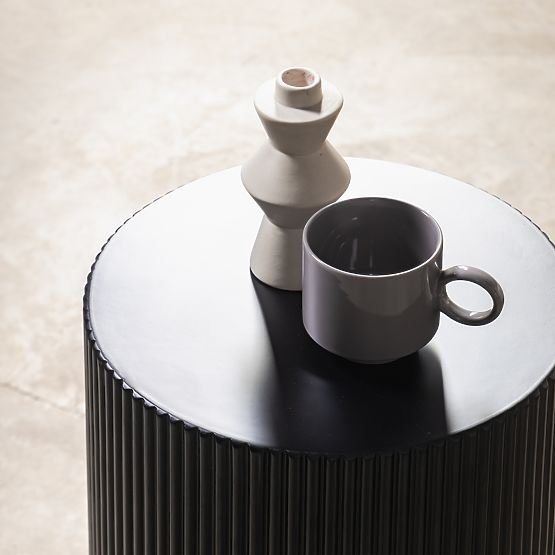 Table d'appoint Ermanno, 35 cm, noir, rainuré