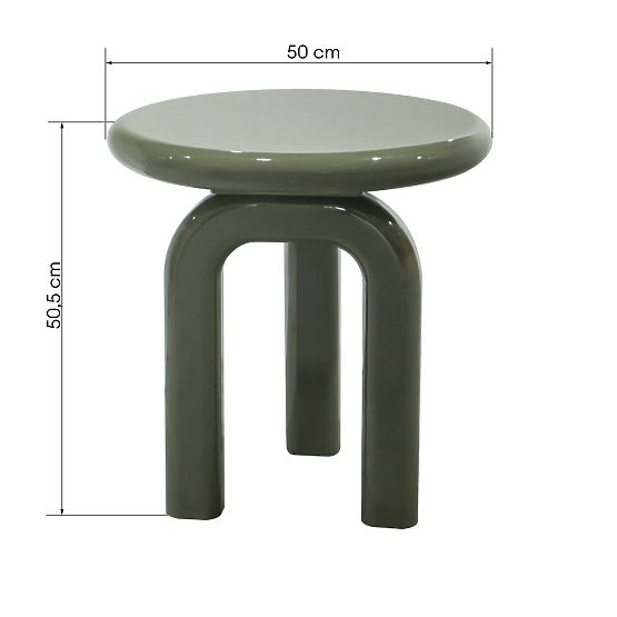 Table d'appoint Flambe 50 cm, vert/gris, brillant
