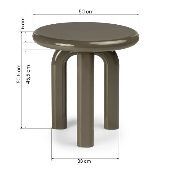 Table d'appoint Flambe 50 cm, vert/gris, brillant