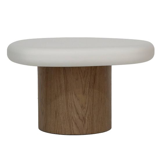 Table d'appoint Floe 50 cm, blanc/noyer