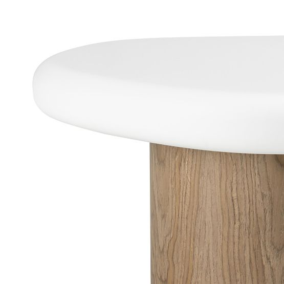 Table d'appoint Floe 50 cm, blanc/noyer