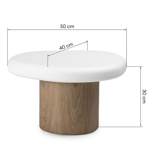 Table d'appoint Floe 50 cm, blanc/noyer