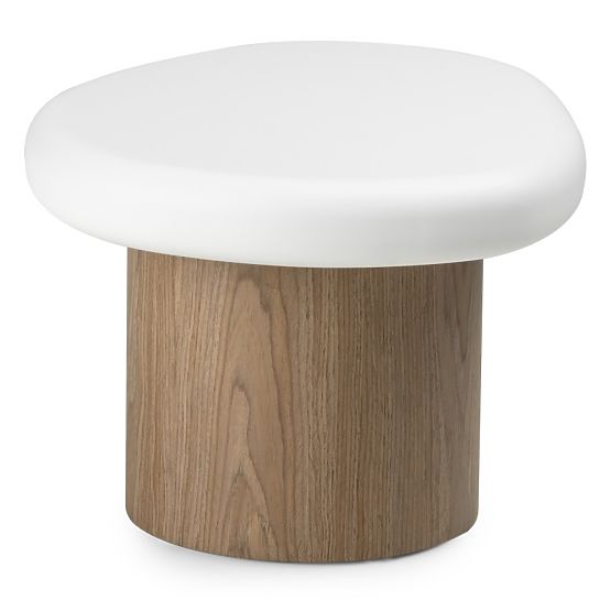 Table d'appoint Floe 50 cm, blanc/noyer