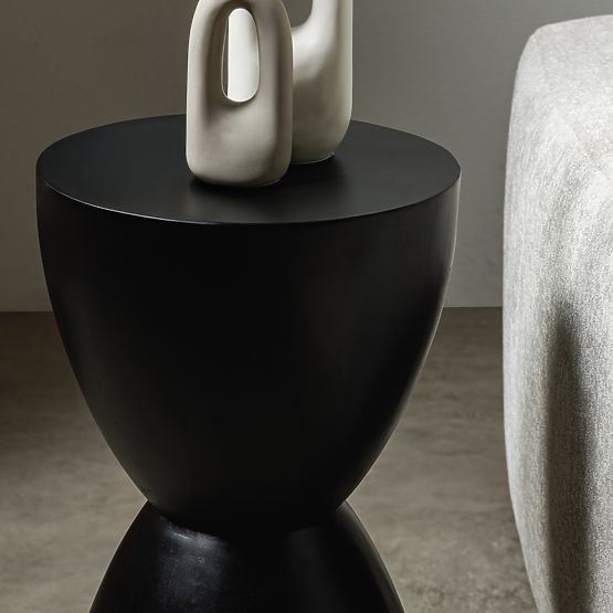 Table d'appoint Lavia 35 cm, noir, bois de manguier