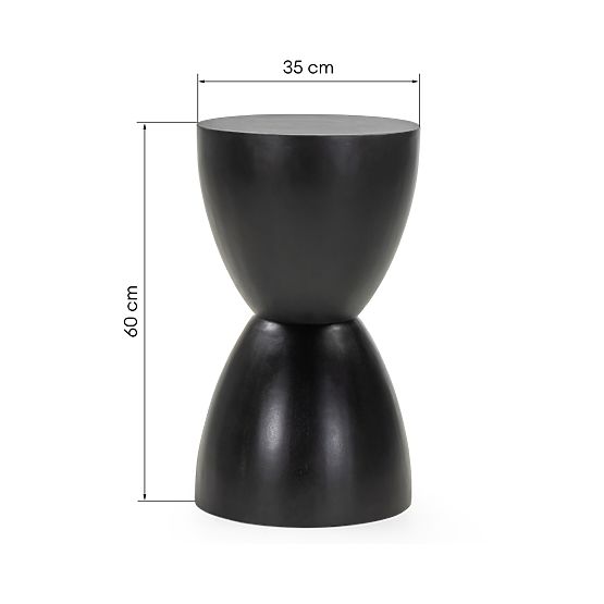 Table d'appoint Lavia 35 cm, noir, bois de manguier