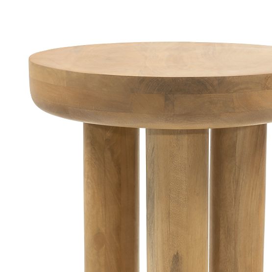 Table d'appoint Limali 50 cm, rond, bois de manguier, formes arrondies