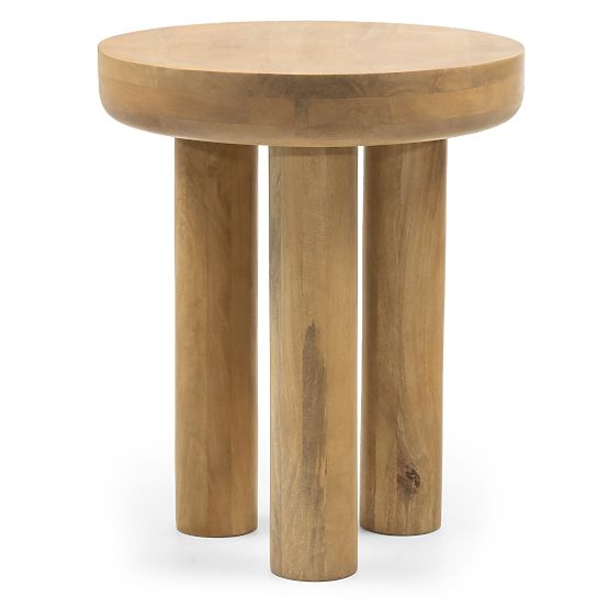 Table d'appoint Limali 50 cm, rond, bois de manguier, formes arrondies