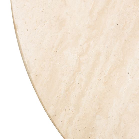 Table d'appoint Medley 50 cm, ronde, travertin/frêne