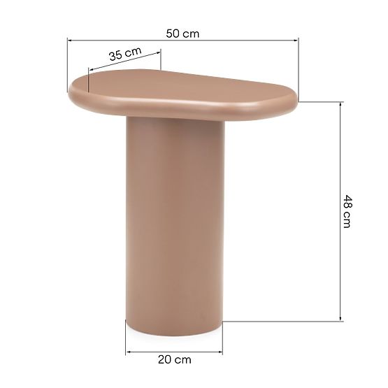 Table d'appoint Monaco cannelle, mat, formes arrondies