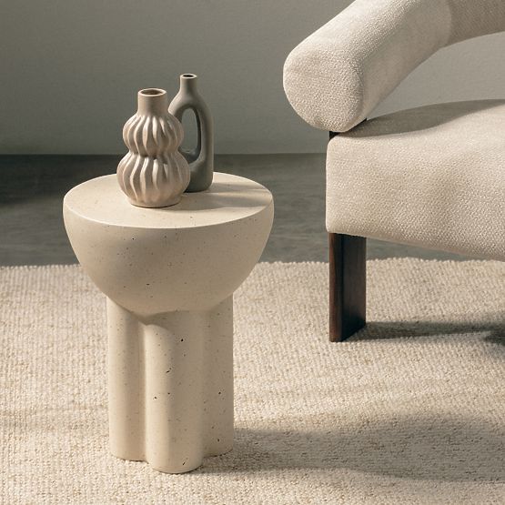 Table d'appoint Poppy, béton, effet granit