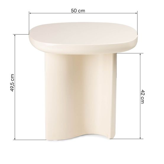 Table d'appoint Puro 50 cm, beige clair, brillant
