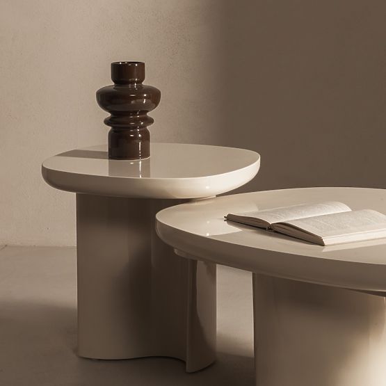 Table d'appoint Puro 50 cm, beige clair, brillant