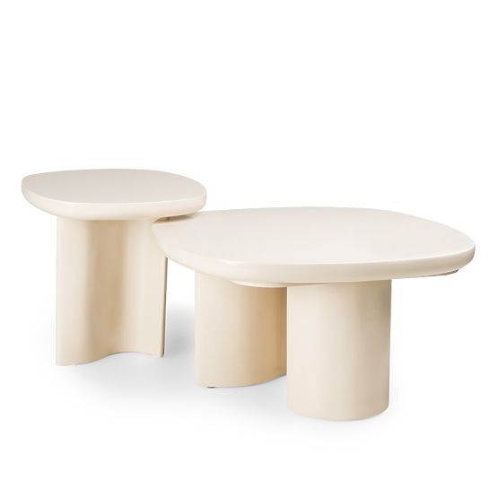 Table d'appoint Puro 50 cm, beige clair, brillant