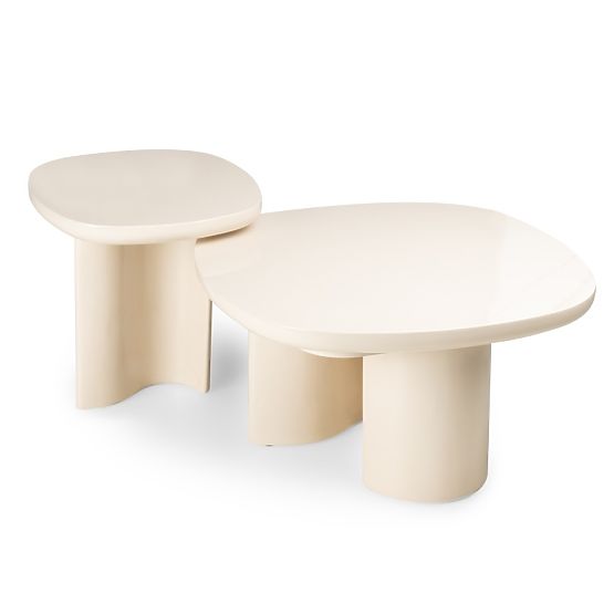 Table d'appoint Puro 50 cm, beige clair, brillant