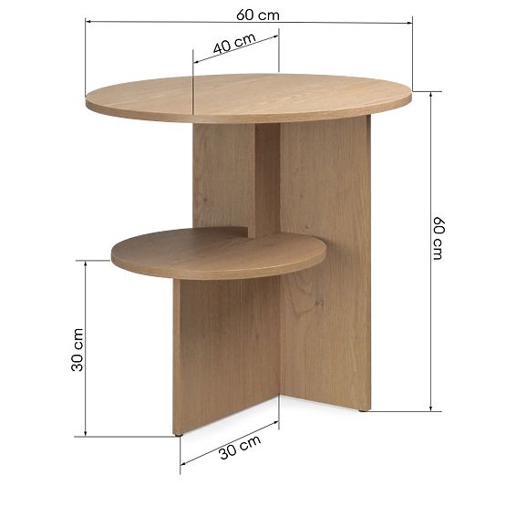 Table d'appoint rond Yaso, Chêne Cremona Torro